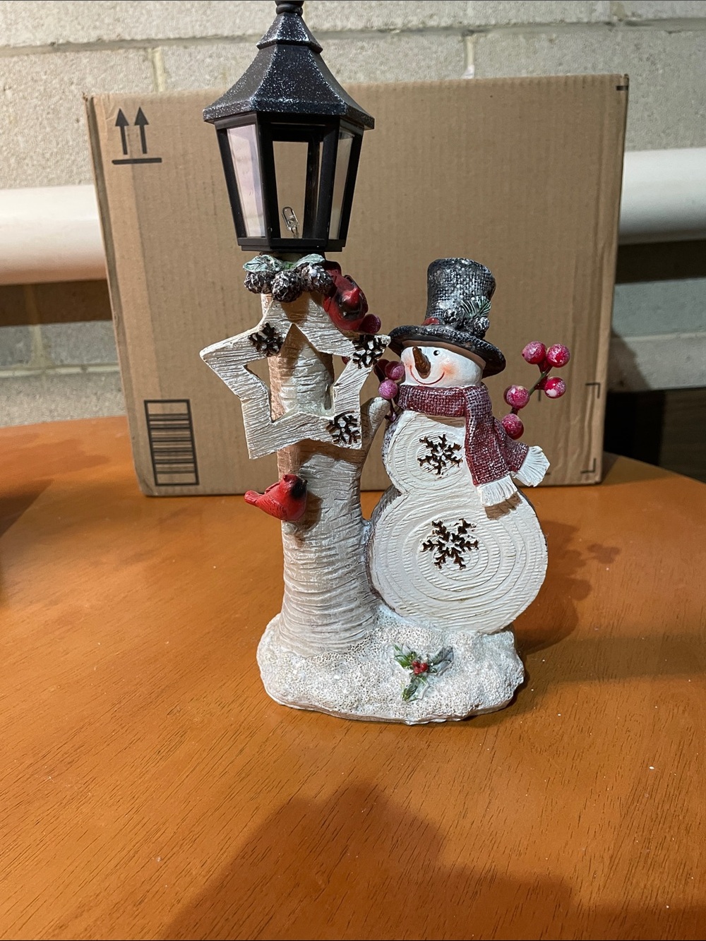 Holiday Resin Snowman Lantern Holiday Figurine